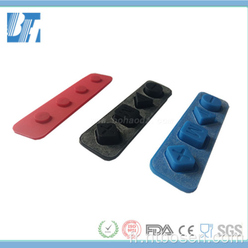 Couleur personnalisée 5 touches Boutons en silicone avant auto-adhésif sans fonction conducteur